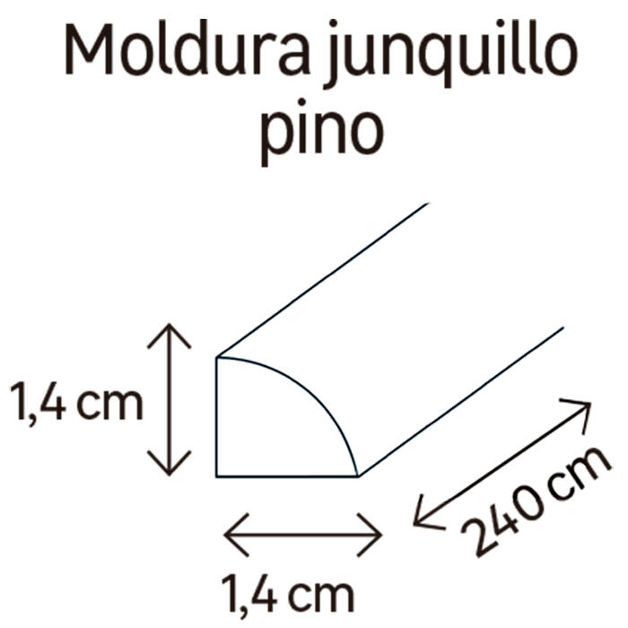 Junquillo de Pino 14x14 mm x 2,40 m (ancho x grueso x largo) - 2