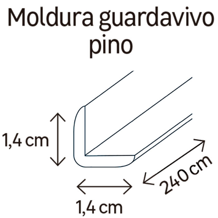 Guardavivo de Pino 14x14 mm x 2,40 m (ancho x grueso x largo) - 2