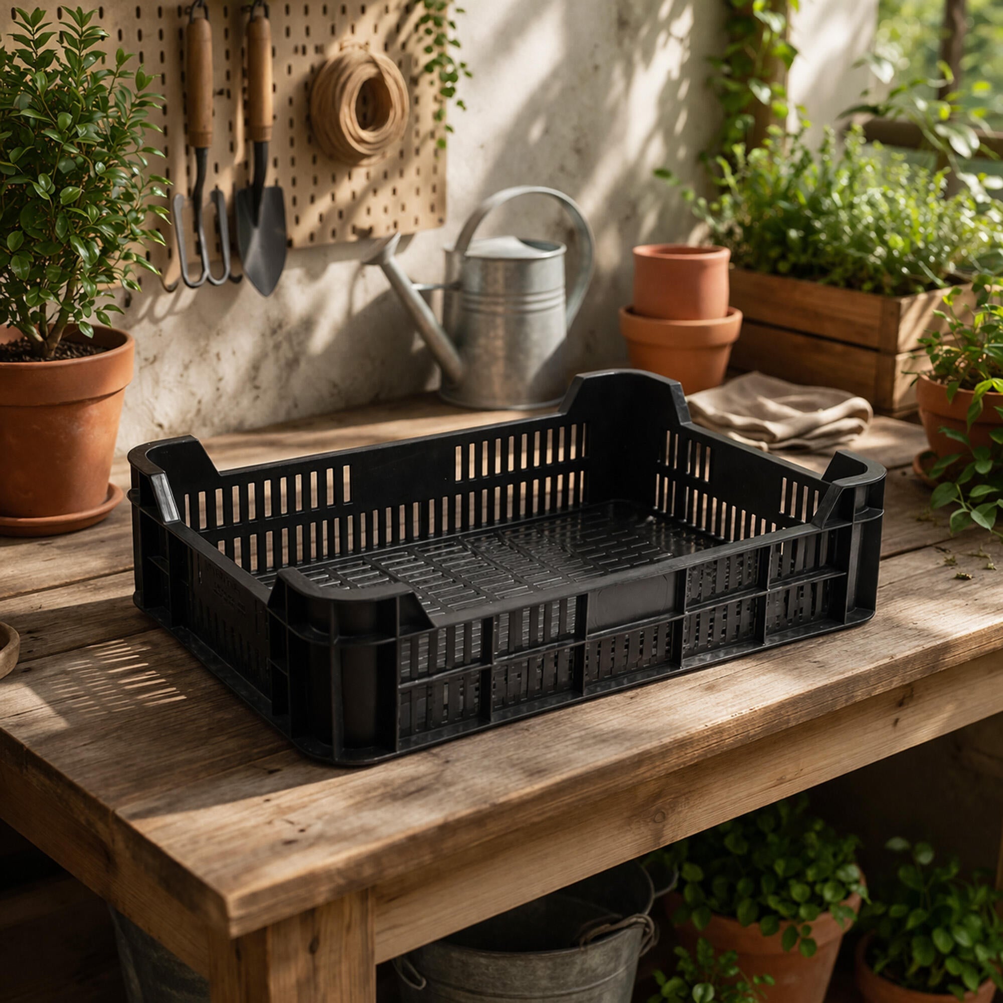 Lada depozitare, din plastic, 60 x 40 x 15 cm, 35 L, neagra
