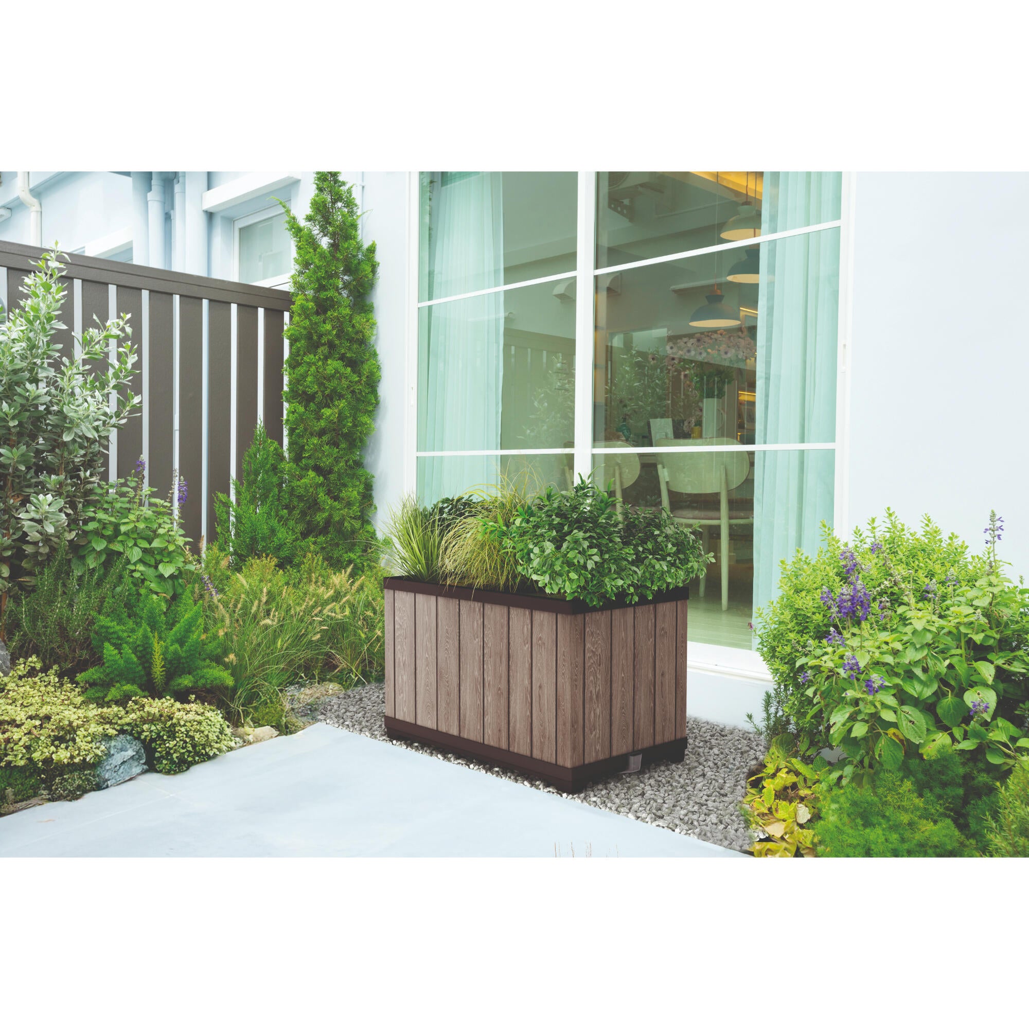 Jardiniera dreptunghiulara Deco, polipropilena, lungime 79 cm, gri frasin