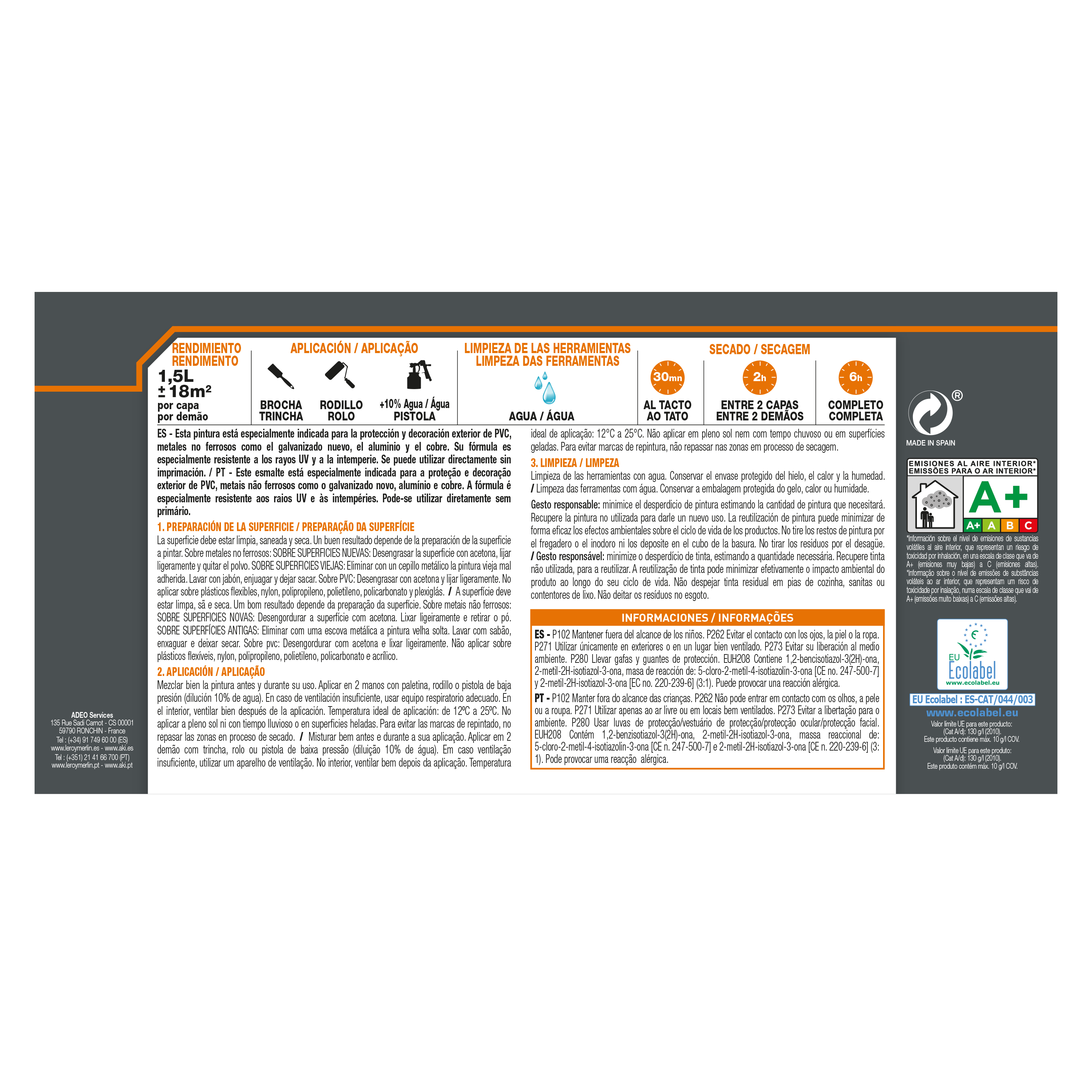 Pintura exterior color white para hierro, puerta LUXENS satinado 1.5L base agua antigoteo - 2