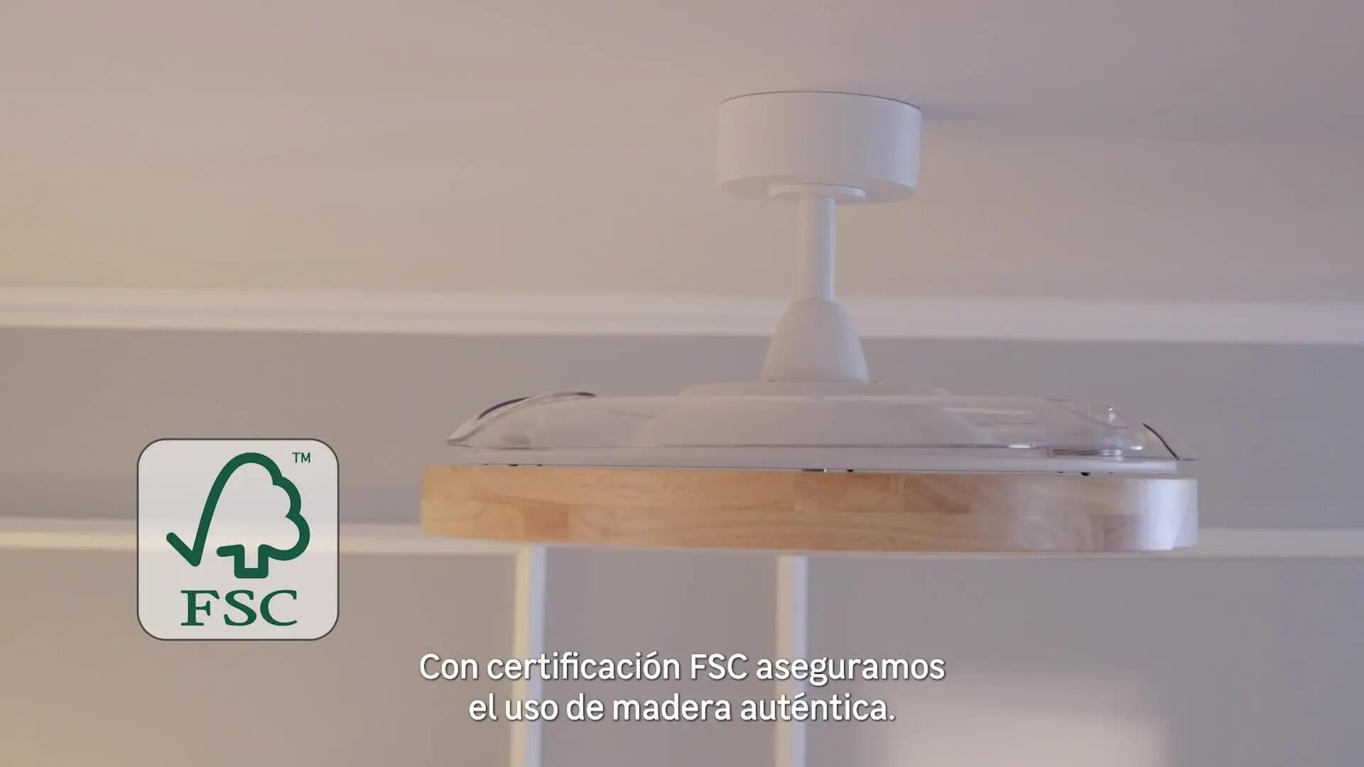 Ventilador de techo con luz silencioso DC 30W con mando ø122 cm Furtuna INSPIRE blanco luz CCT 3 aspas retráctiles tipo lámpara| 6 velocidades| modo verano/invierno| temporizador| brisa| recomendado de 20 a 40m² - 5