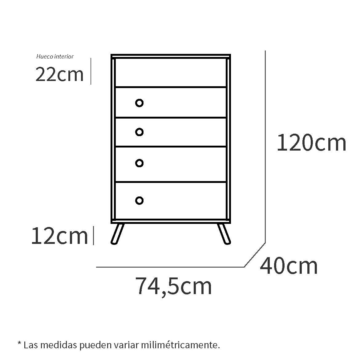 Comoda KIT de 4 cajones Camila en roble de 120x74.5x40 - 2