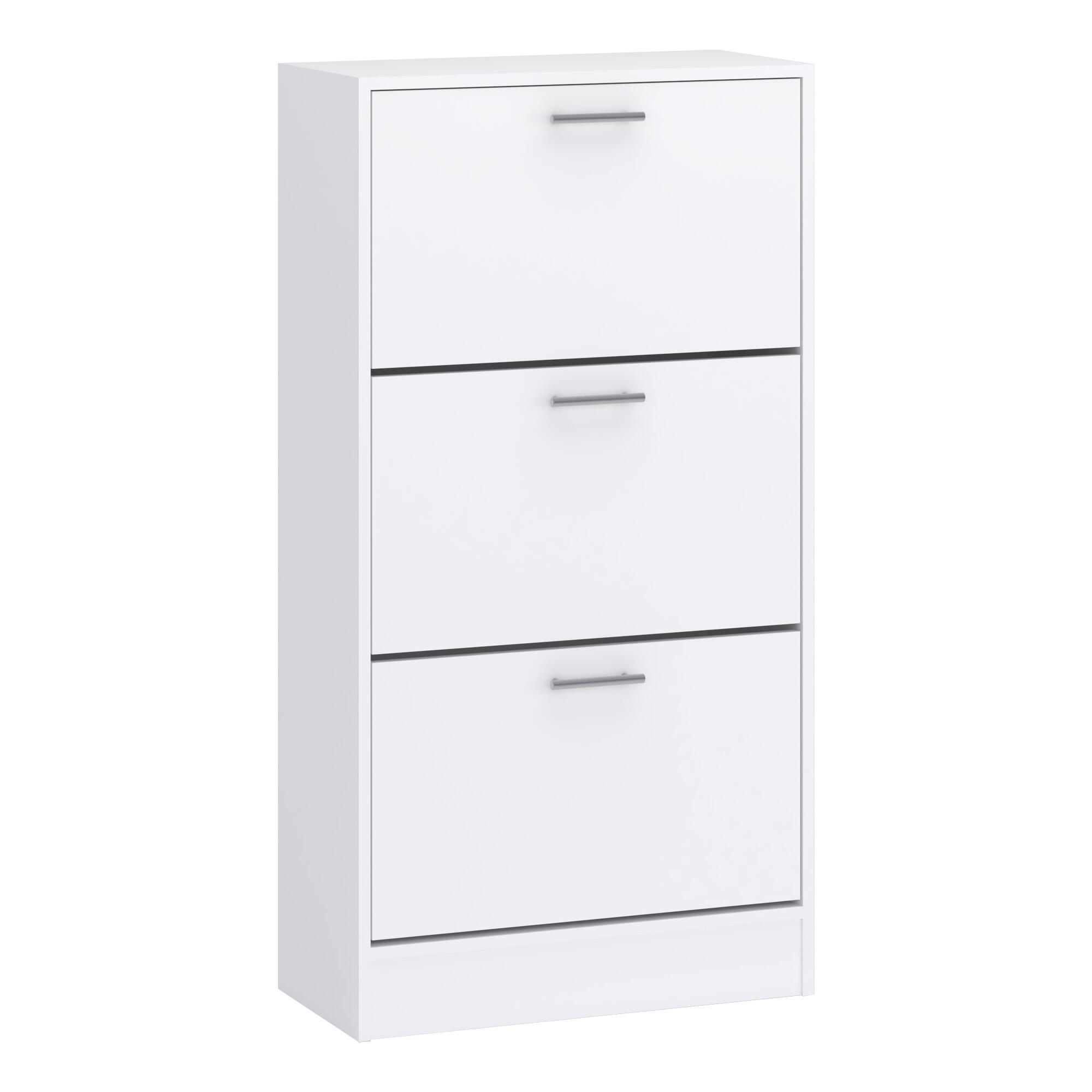 Pantofar cu trei niveluri, 63 x 30 x 120 cm, din PAL melaminat, alb