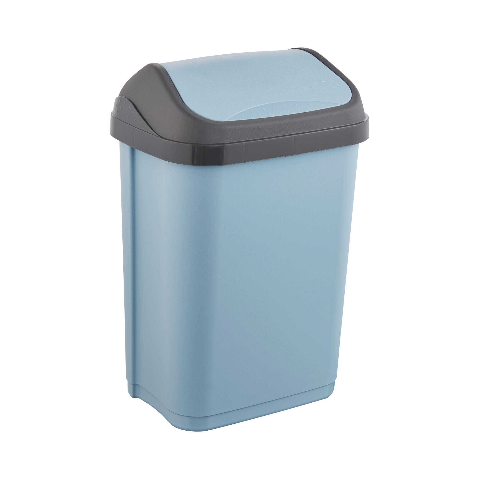 Cos de gunoi, din plastic, deschidere batanta, 10 L, albastru