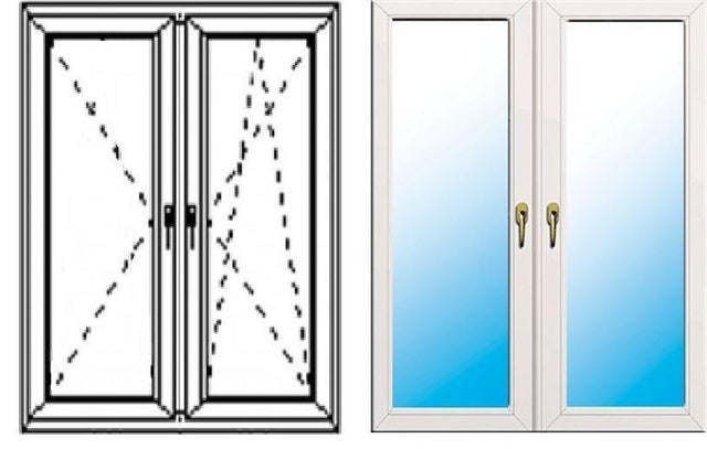 Okno fasadowe 2-szybowe PCV O34S rozwierne + rozwierno-uchylne  symetryczne prawe 1465x1435 mm białe