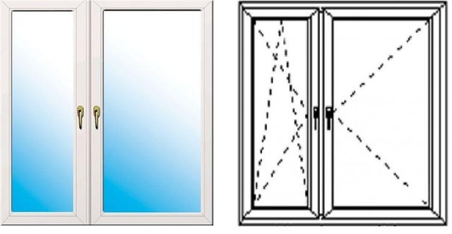 Okno fasadowe 3-szybowe PCV O19 rozwierno-uchylne + rozwierne asymetryczne lewe 1465x1135 mm białe