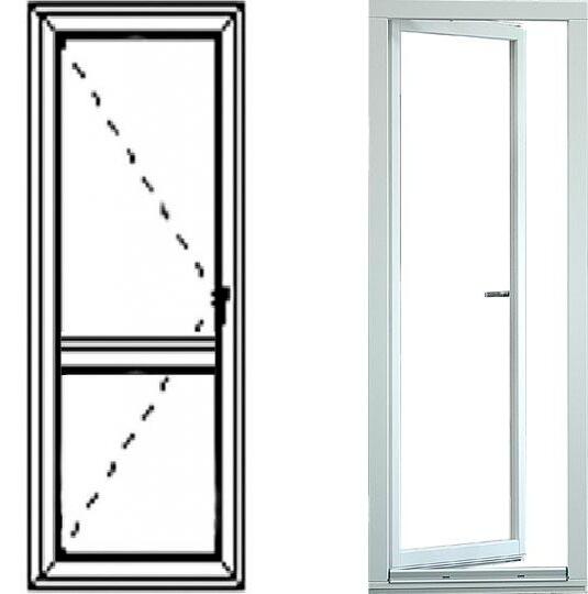 Okno balkonowe 2-szybowe PCV OB3 prawe 865x2095 mm białe