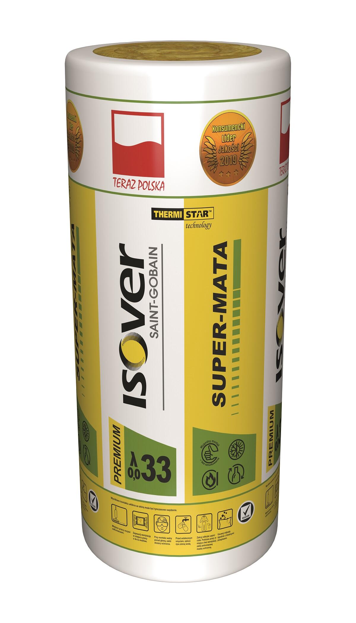 Wełna mineralna Isover Super-Mata 15 cm szklana 0,033 W/(mK) 3,72 m2 - 2