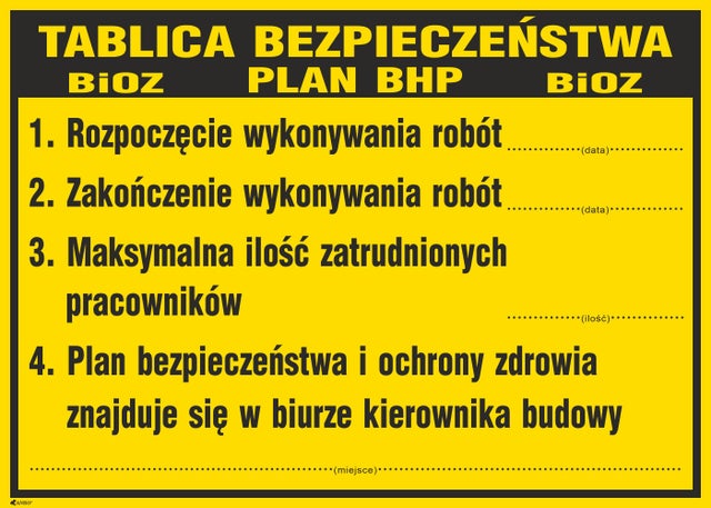 Tablica bezpieczeństwa BIOZ 700x900 mm