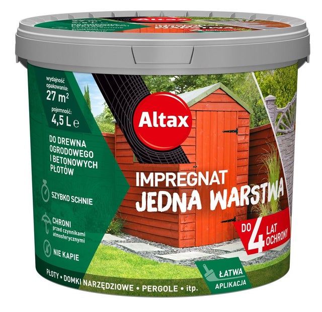 Impregnat do drewna ogrodowego Altax Jedna Warstwa orzech 4,5l