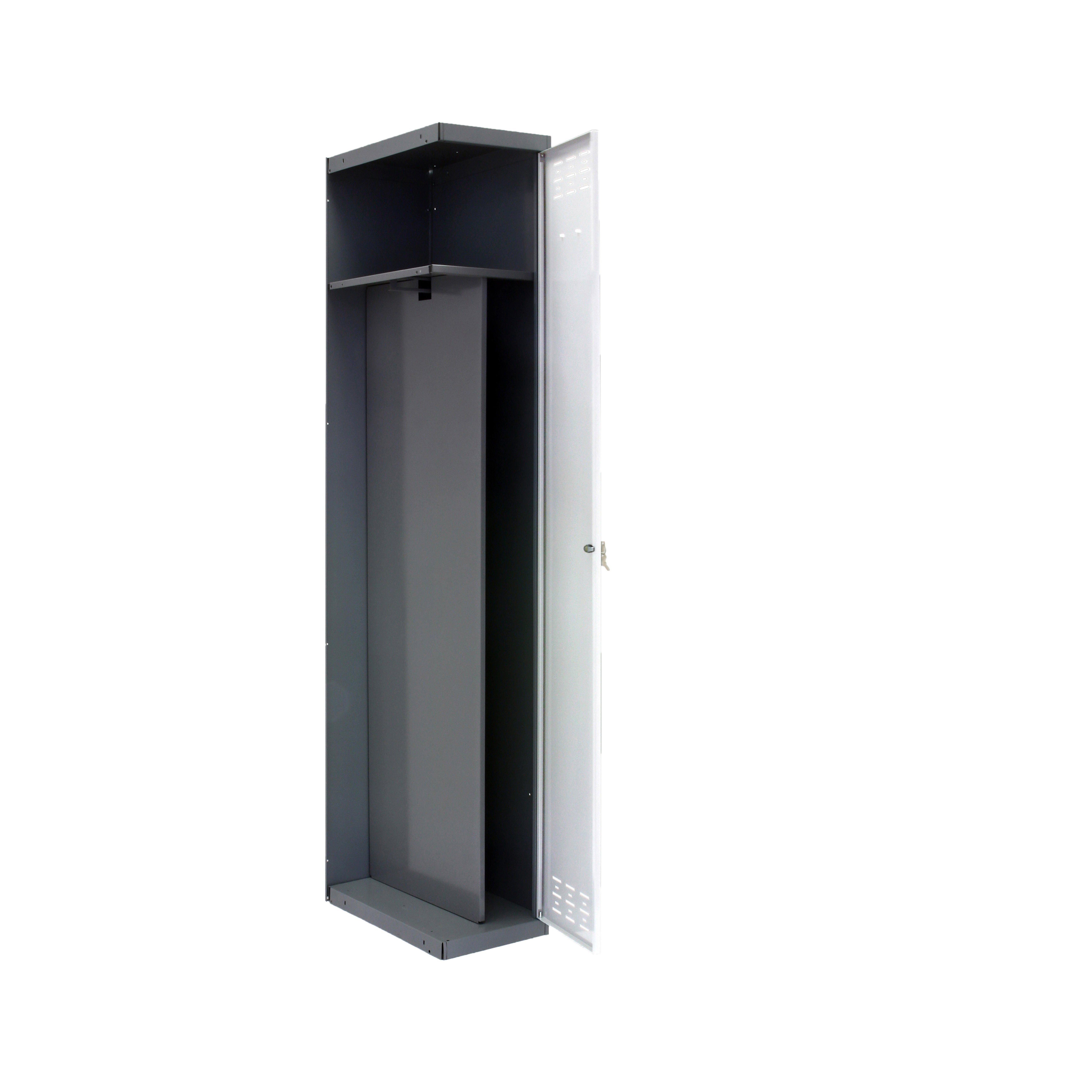 Taquilla adicional de acero con divisor 50x180x50cm desmontada gris/bco 1 puerta