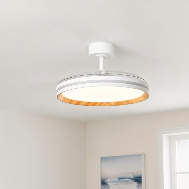 Ventilador de techo con luz AC 30W con mando ø107 cm Telma LUMIPLUS blanco luz CCT 3 aspas retractiles tipo lámpara| 6 velocidades| modo verano/invierno| recomendado de 20 a 40m²
