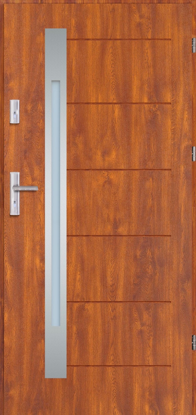 Drzwi zewnętrzne Torino Inox 56, 80 prawe, złoty dąb