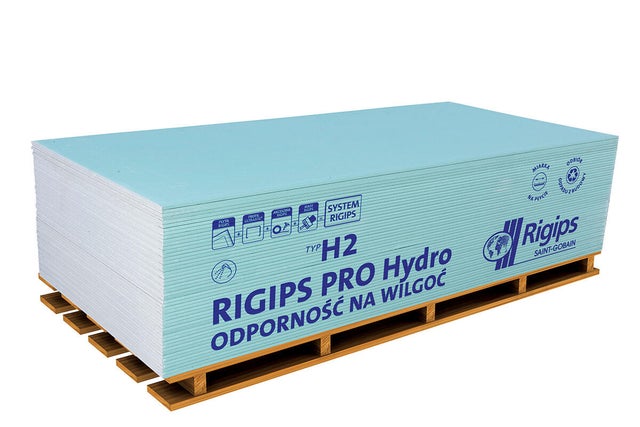 Płyta gipsowo-kartonowa impregnowana Rigips PRO Hydro 1200x3000x12,5 mm GKBI typ H2