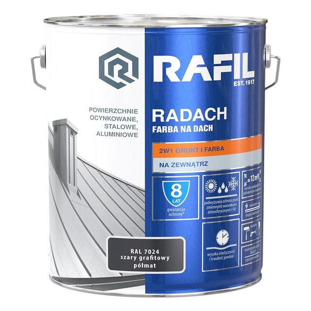 Farba na dach Rafil Radach szary grafitowy RAL7024 10l