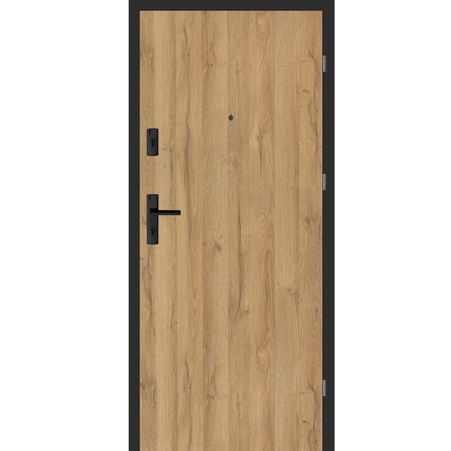 Drzwi wejściowe wewnątrzlokalowe Zeus 90 cm prawe dąb grand/black