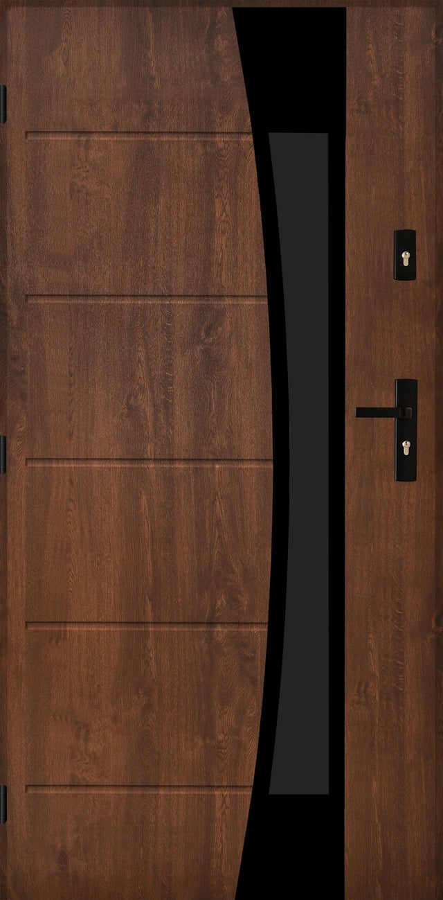 Drzwi zewnętrzne Lyon Black lewe 80 cm orzech