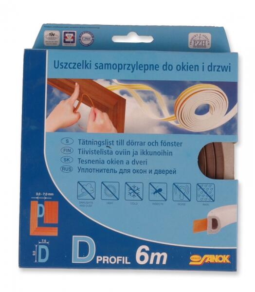 Uszczelka samoprzylepna do okien Typ D brąz 6MB