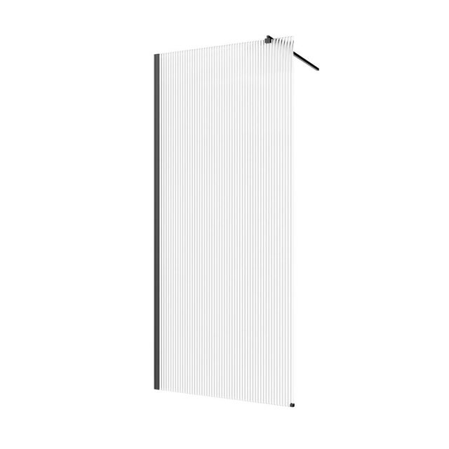 Kabina walk-in Invena 100 x 200 cm czarna szkło ryflowane 8 mm