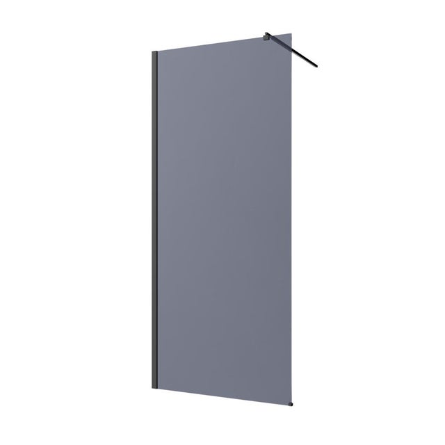 Kabina walk-in Invena 100 x 200 cm czarna szkło 8 mm grafitowe