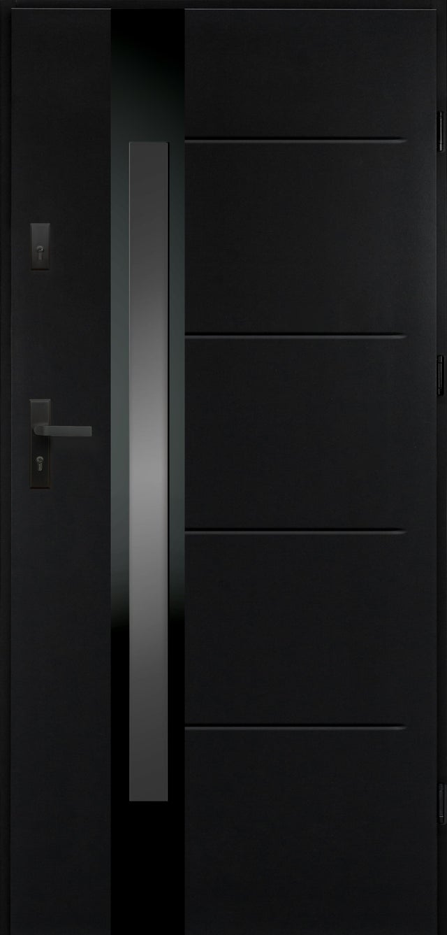 Drzwi zewnętrzne stalowe MILAN szklone dark grey 90 prawe