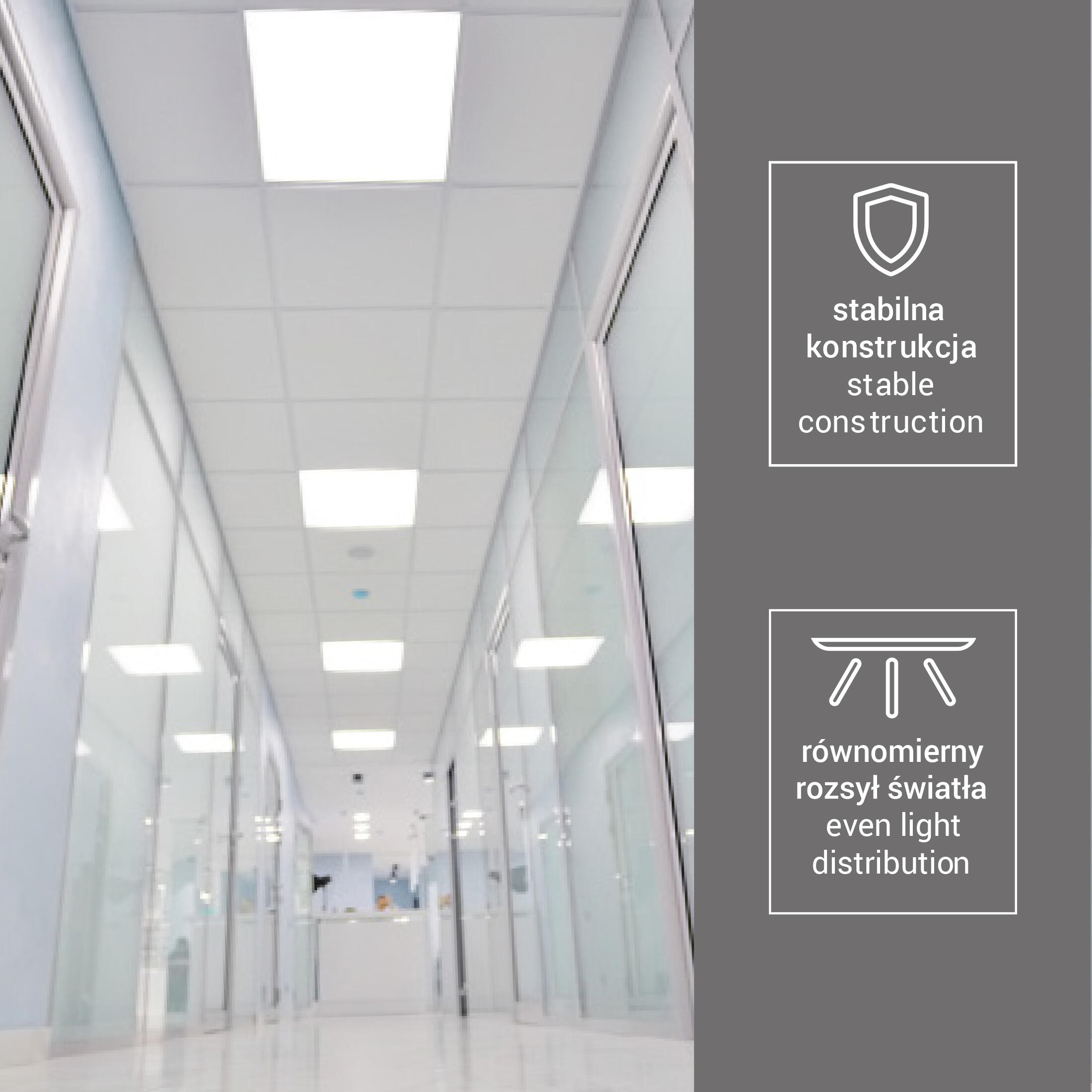 Panel LED podtynkowy 60x60cm 60W strumień użyteczny 6600lm 4000K IP20 - 3