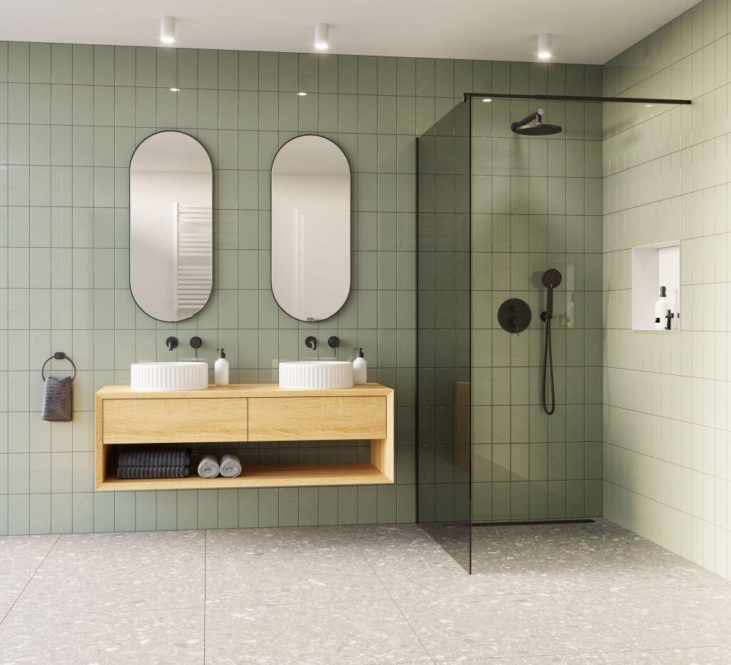 Kabina walk-in Invena 80 x 200 cm czarna szkło 8 mm grafitowe - 2
