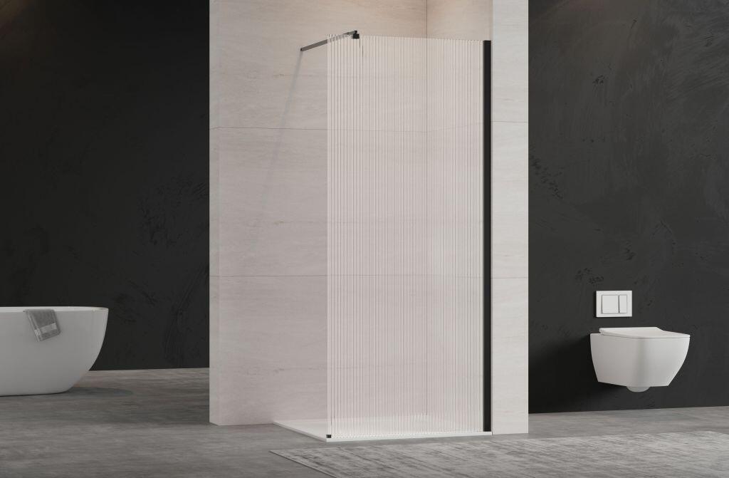 Kabina walk-in Invena 120 x 200 cm czarna szkło ryflowane 8 mm - 2