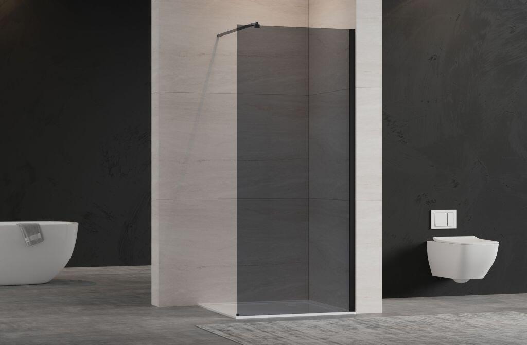 Kabina walk-in Invena 120 x 200 cm czarna szkło 8 mm grafitowe - 2