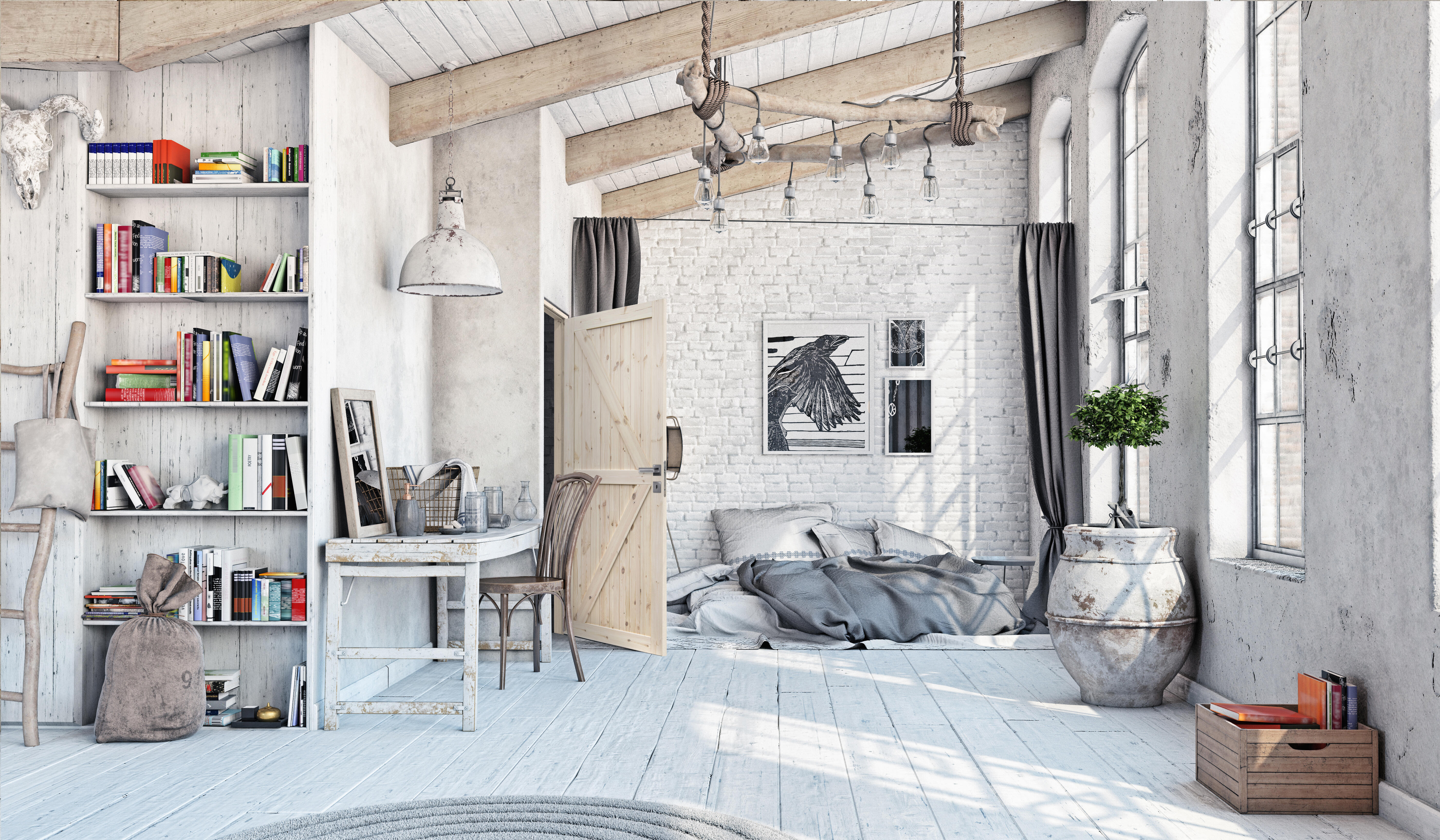 Skrzydło pełne Loft 2 70 lewe sosna surowa - 2