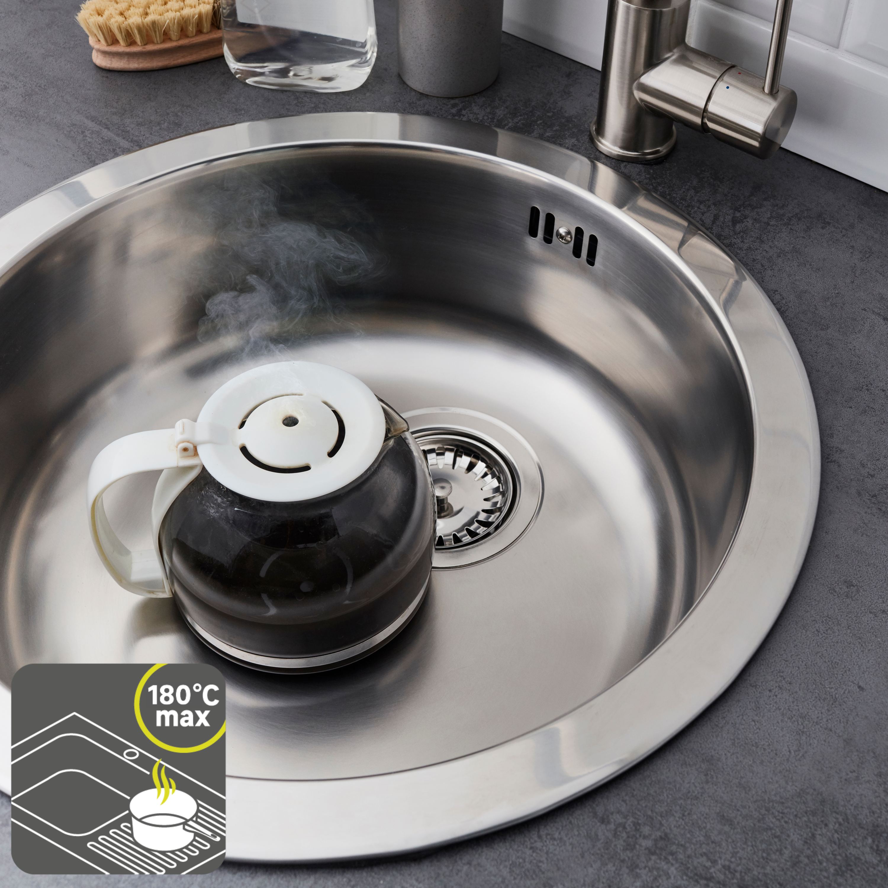 Lavello sopratop 1 vasca in inox grigio DELINIA Iseo L 45 x L 45 cm - 11