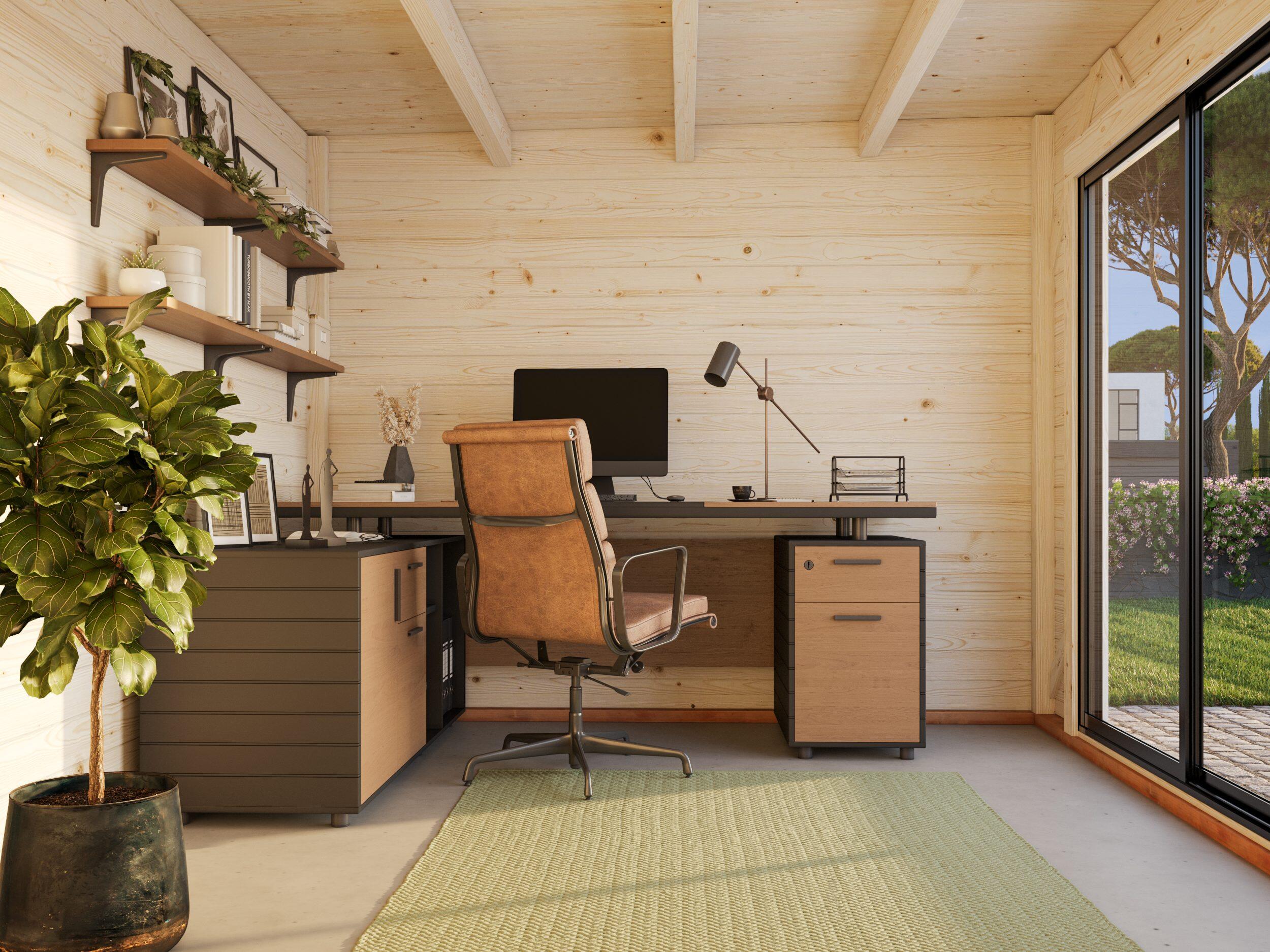 Studio de jardin bois WHITEWOOD Lydia peint gris Ep.28 mm 11.06 m² - 2