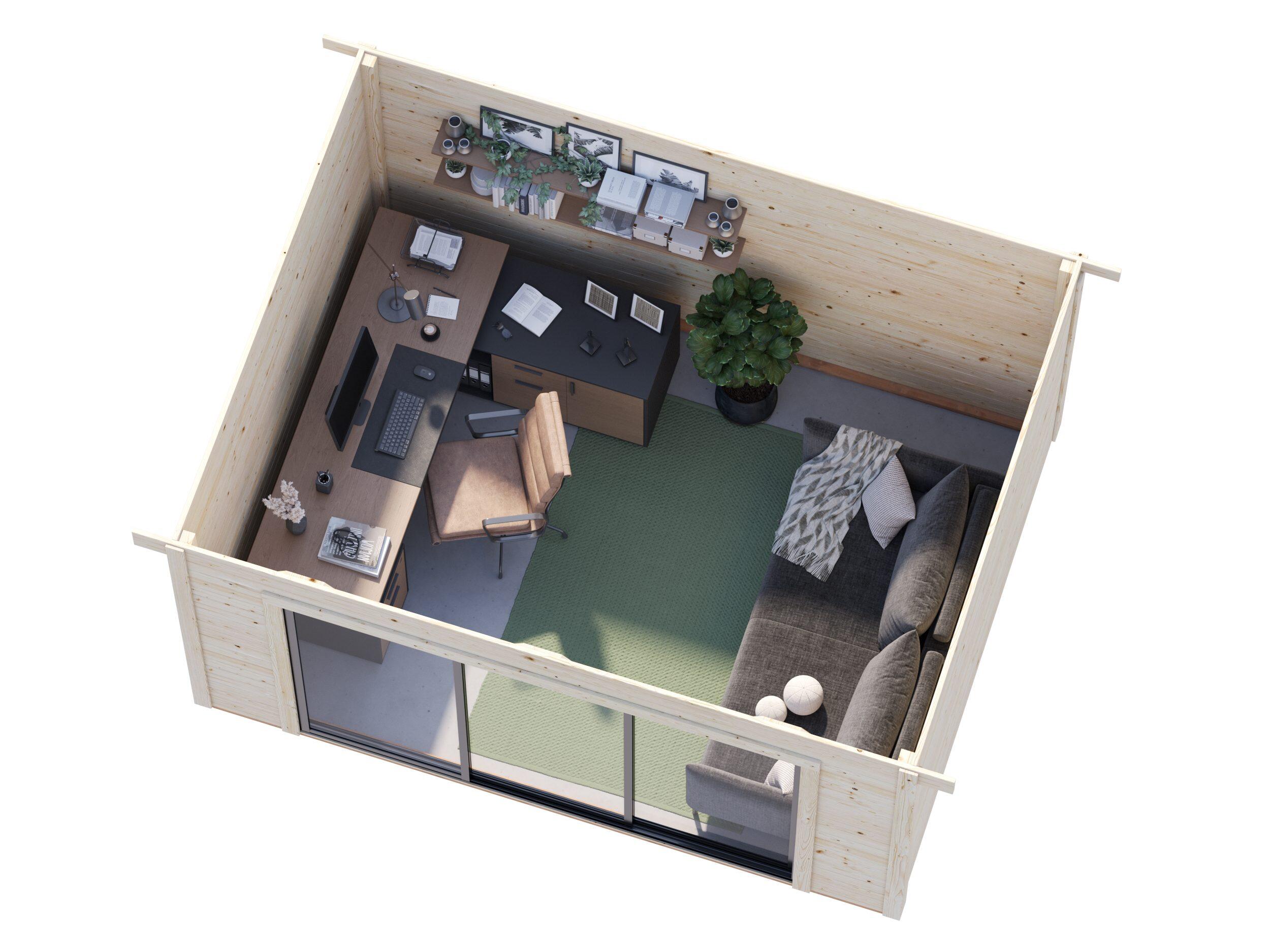 Studio de jardin bois WHITEWOOD Lydia peint gris Ep.28 mm 11.06 m² - 6