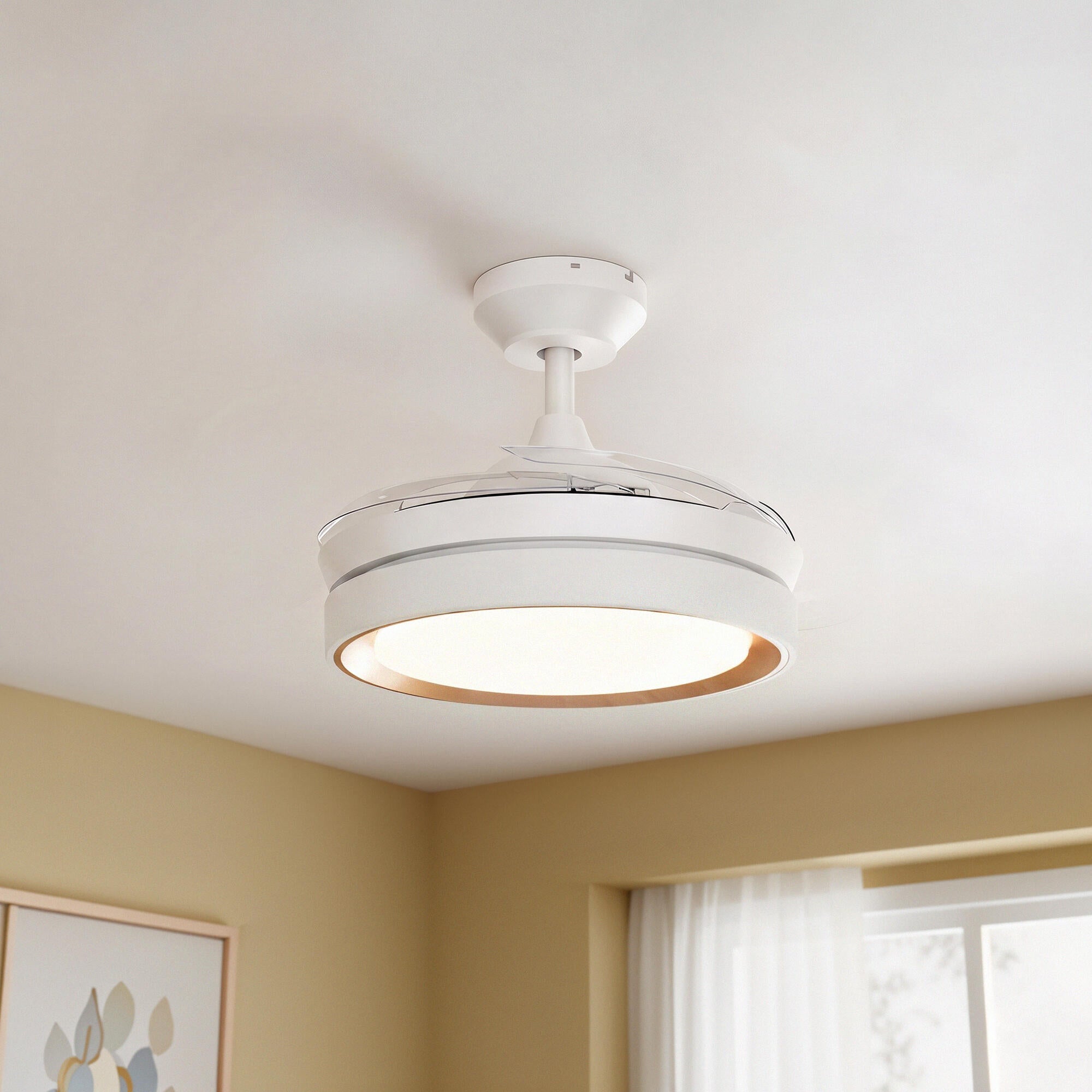 Ventilador de techo con luz silencioso DC 24W con mando ø91 cm Lily ARTE CONFORT blanco luz CCT 4 aspas retráctiles tipo lámpara| 6 velocidades| modo verano/invierno| temporizador| brisa| recomendado para <13m² - 4