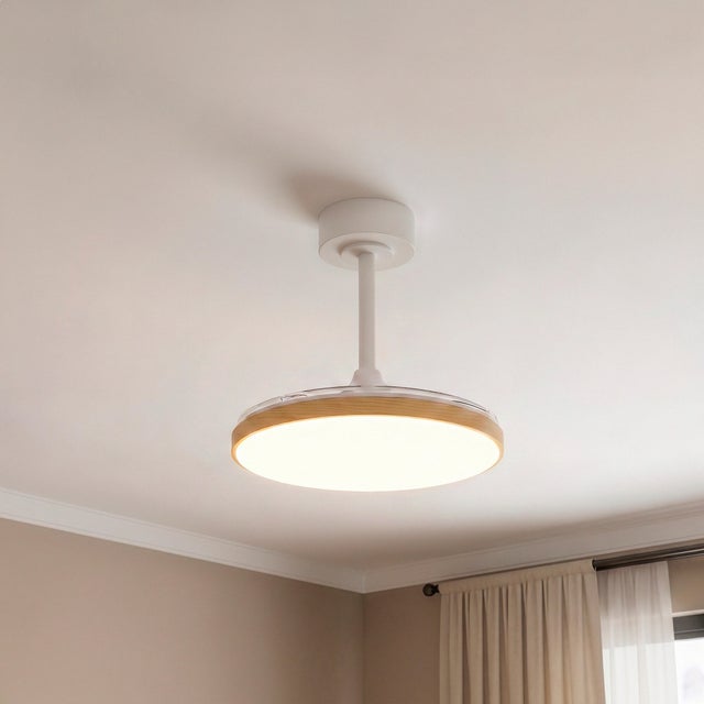 Ventilador de techo con luz silencioso DC 25W con mando ø90 cm Slim MANTRA marrón luz CCT 3 aspas retráctiles tipo lámpara| 3 velocidades| modo verano/invierno| recomendado para <13m²