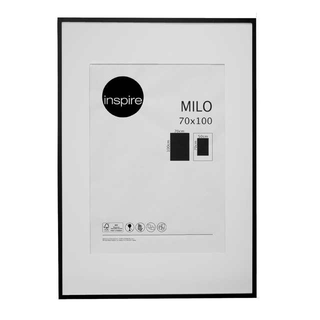 Ramka na zdjęcia Milo 70 x 100 cm czarna MDF Inspire