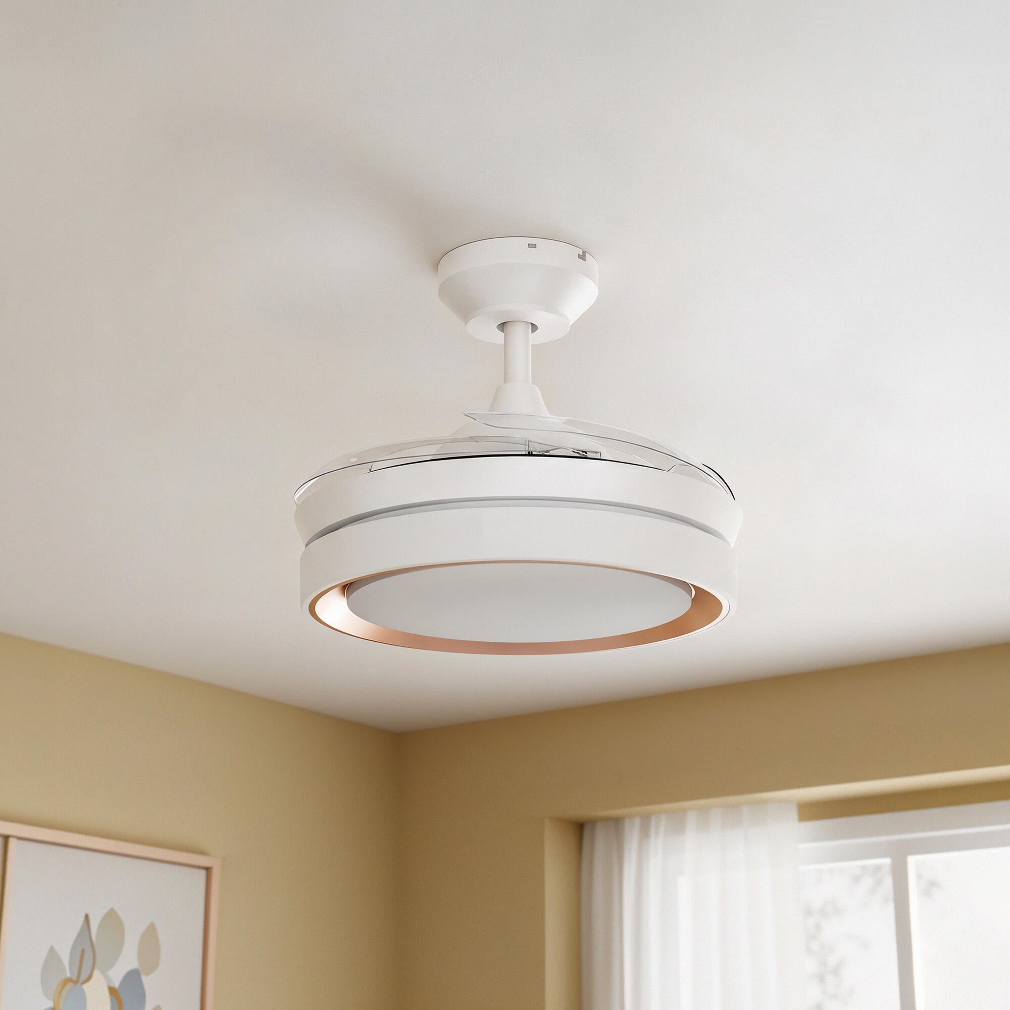 Ventilador de techo con luz silencioso DC 24W con mando ø91 cm Lily ARTE CONFORT blanco luz CCT 4 aspas retráctiles tipo lámpara| 6 velocidades| modo verano/invierno| temporizador| brisa| recomendado para <13m² - 3