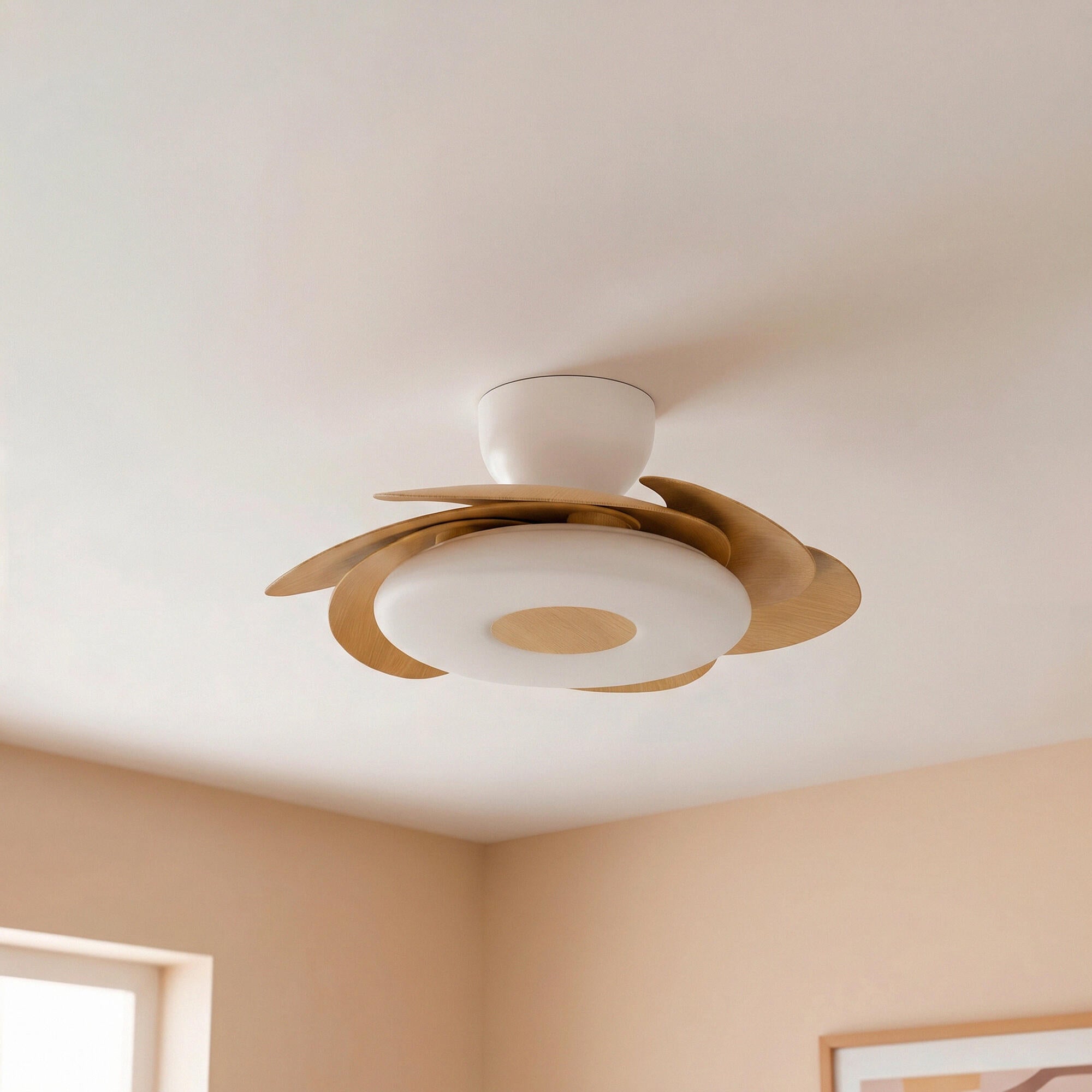 Ventilador de techo con luz silencioso DC 24W con mando ø79 cm Flower MANTRA marrón y blanco luz CCT 6 aspas retráctiles tipo lámpara| 6 velocidades| modo verano/invierno| brisa| recomendado para <13m² - 6