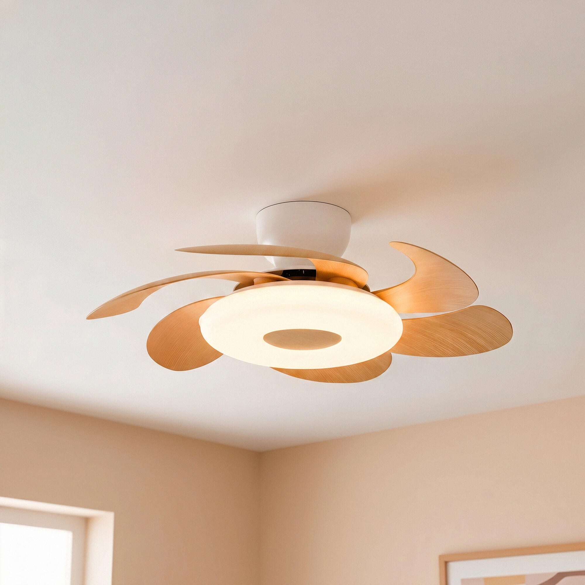 Ventilador de techo con luz silencioso DC 24W con mando ø79 cm Flower MANTRA marrón y blanco luz CCT 6 aspas retráctiles tipo lámpara| 6 velocidades| modo verano/invierno| brisa| recomendado para <13m² - 5