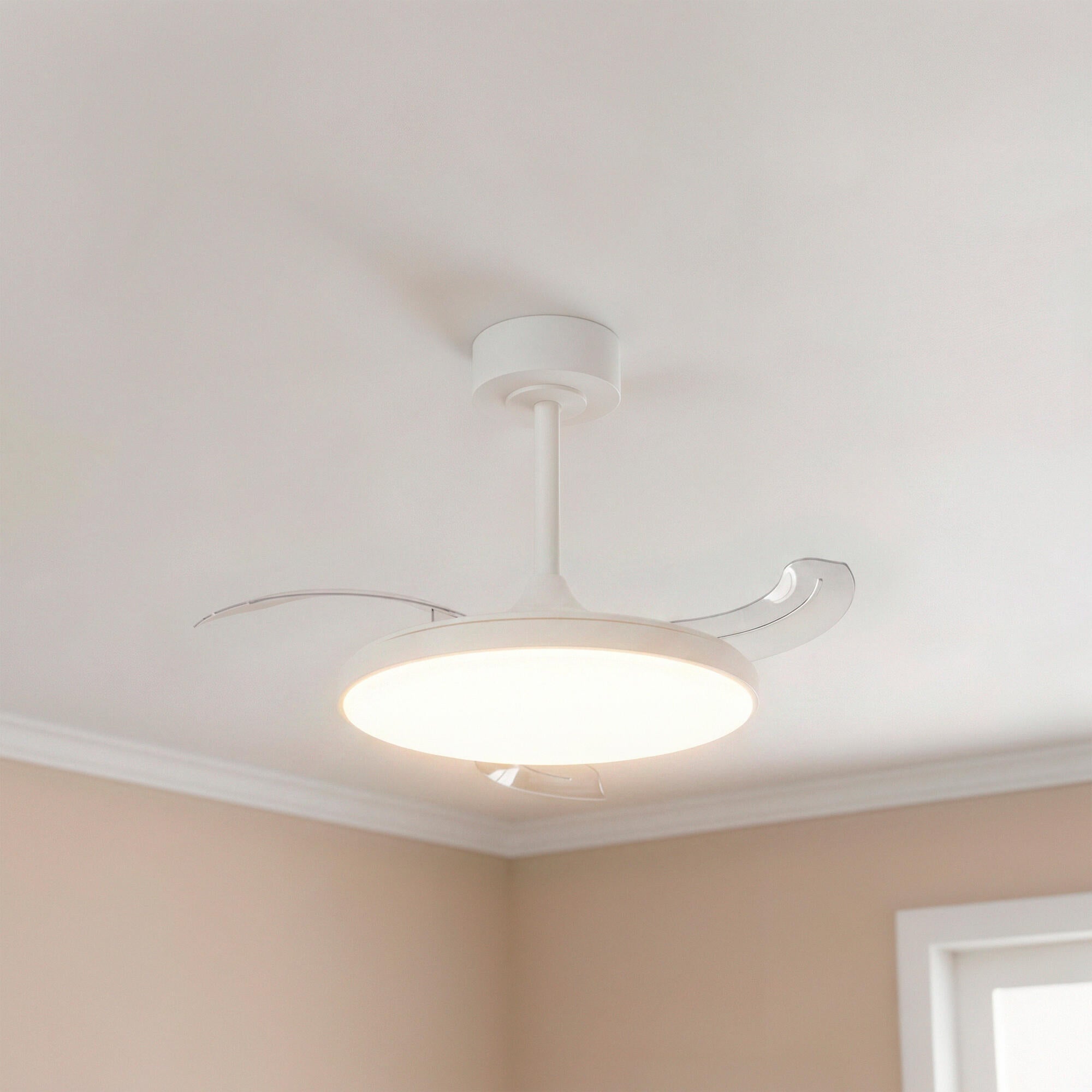 Ventilador de techo con luz silencioso DC 25W con mando ø90 cm Slim MANTRA blanco luz CCT 3 aspas retráctiles tipo lámpara| 3 velocidades| modo verano/invierno| recomendado para <13m² - 4