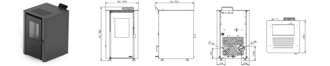 Salamandra a pellets REDPOD Potier 6KW AT - 4