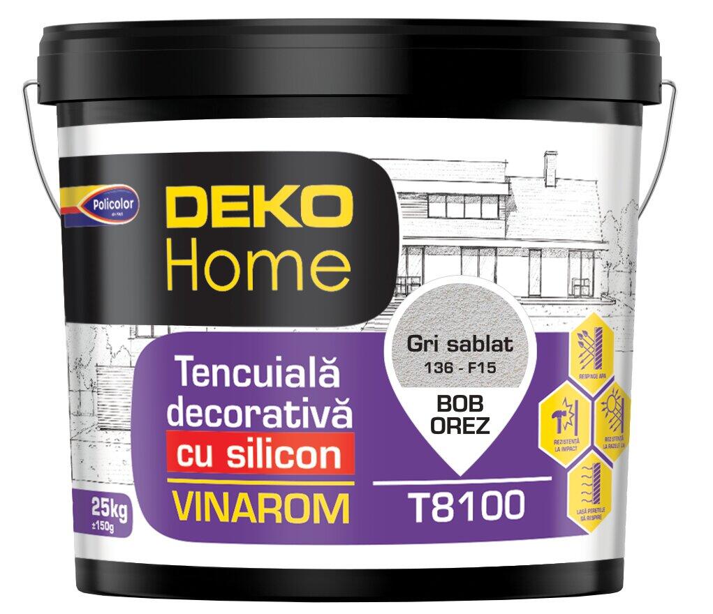 Tencuiala decorativa structurata Deko Home, gri sablat, 1.5-2 mm, aspect bob cu bob, 25 kg