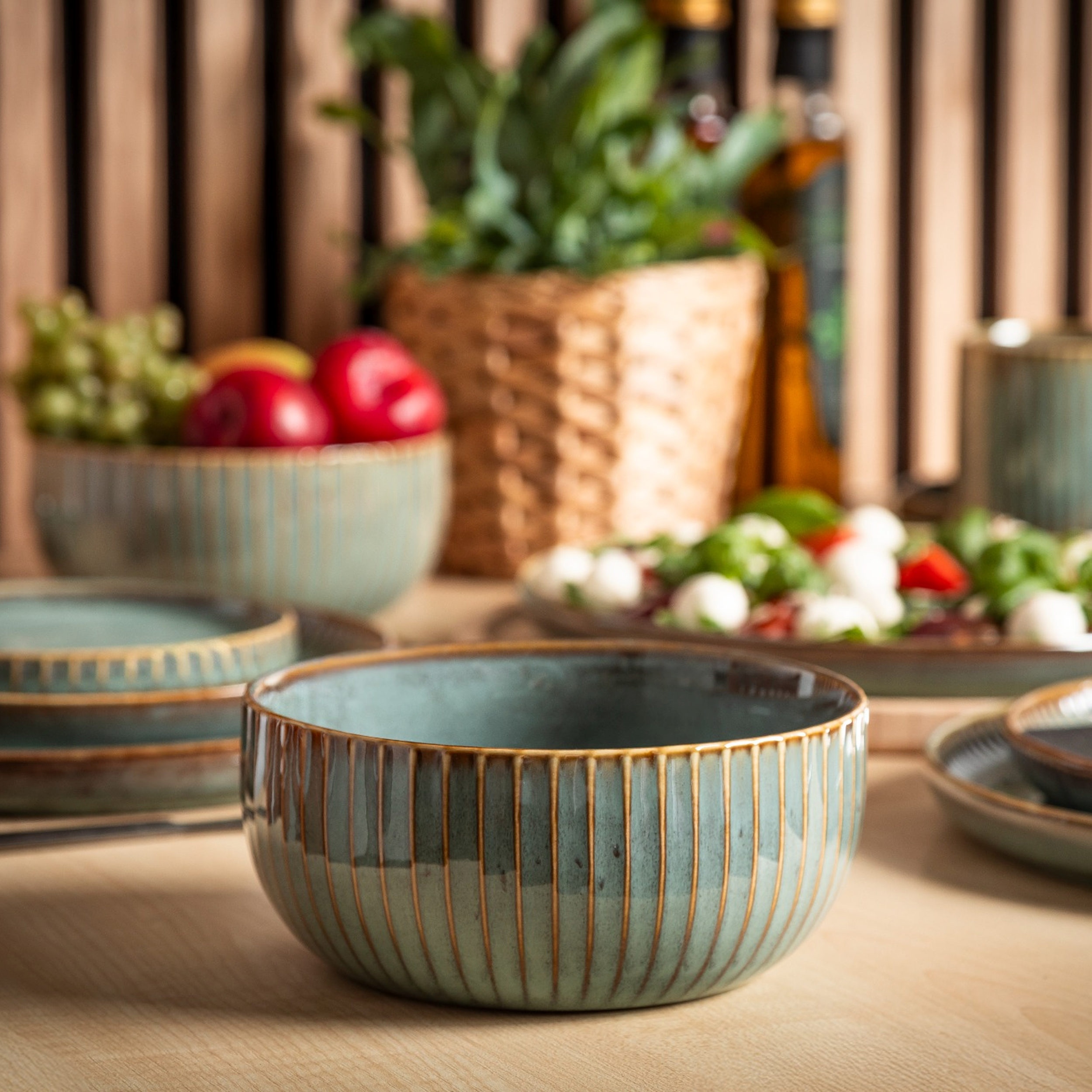 Miska salaterka porcelanowa Reactive Sage zielono-szara 15 cm Altom Design - 2