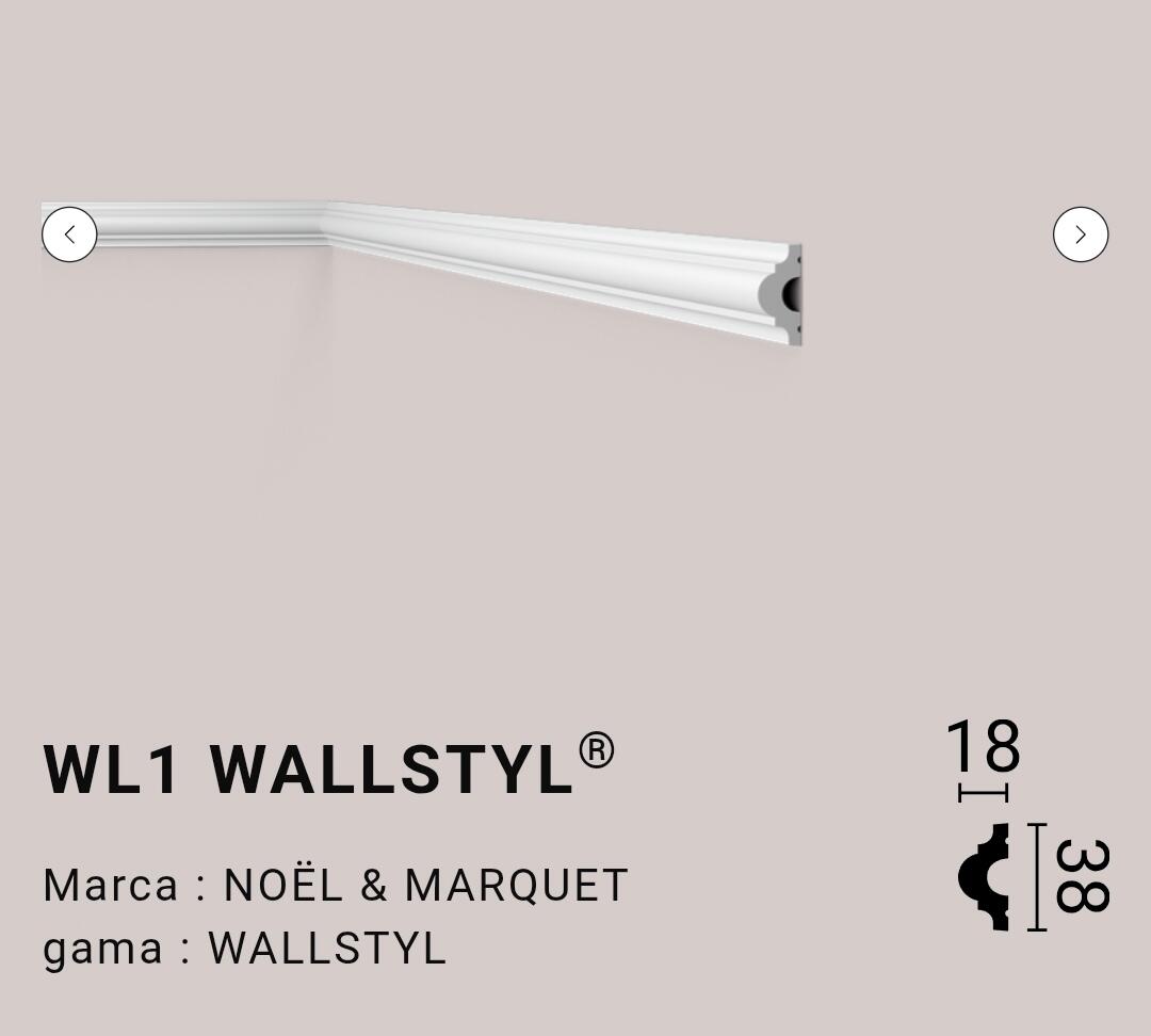 Moldura collarin de poliestireno crudo 40x40 mm x 2,0 m (ancho x grueso x largo) - 18