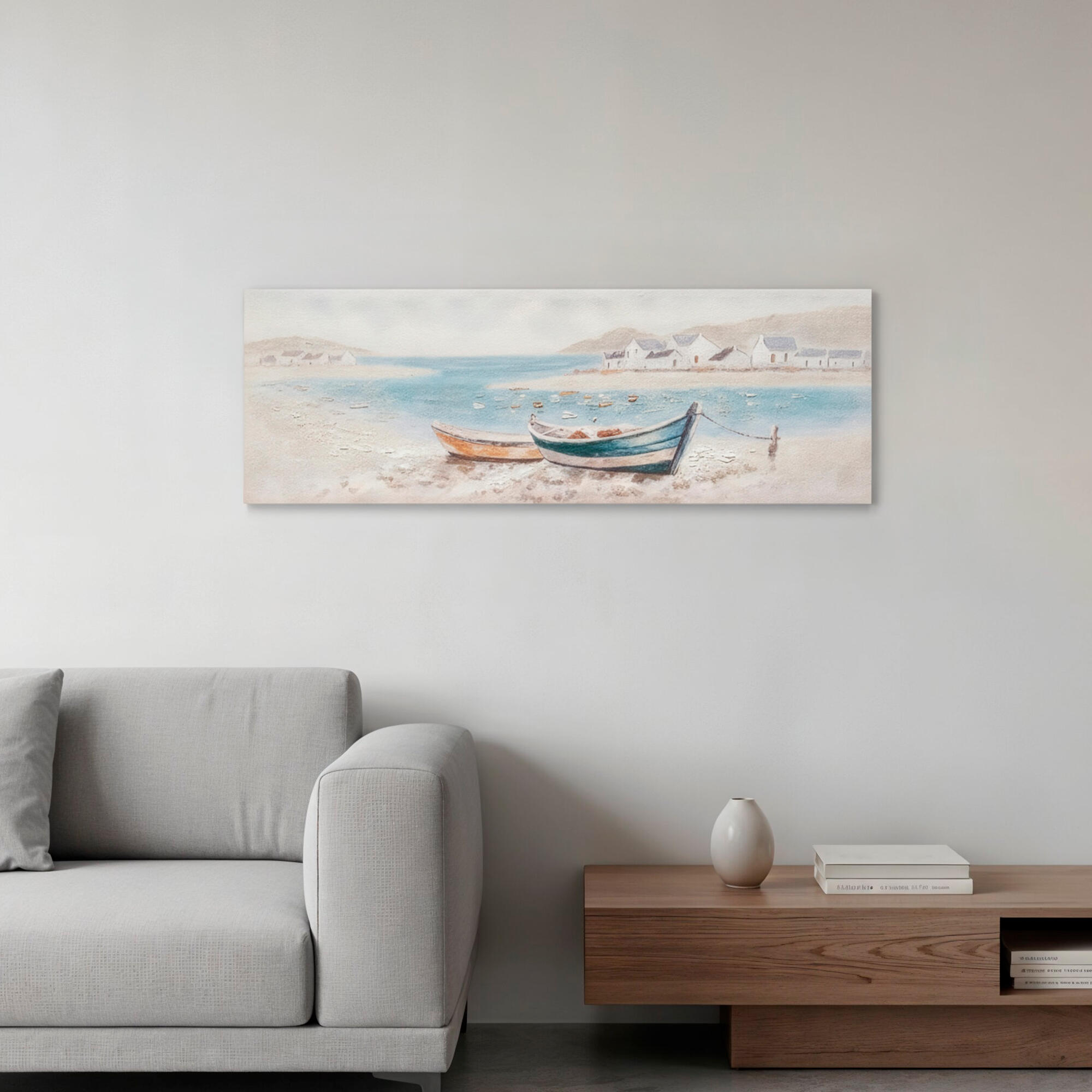 Tela pintada original 30 x 90 cm BARCOS - 2