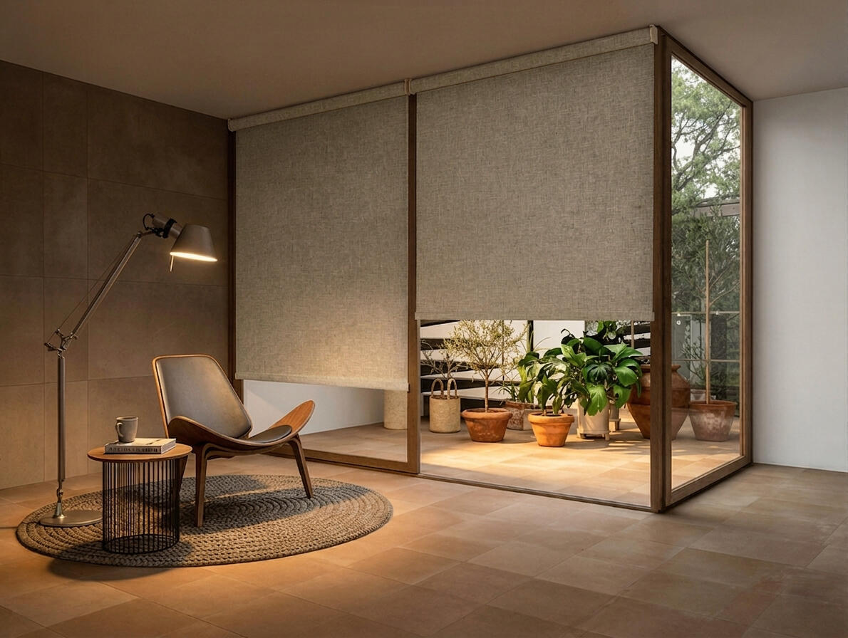 Estor enrollable opaco térmico cascais de 180x250 poliéster liso beige con cadena