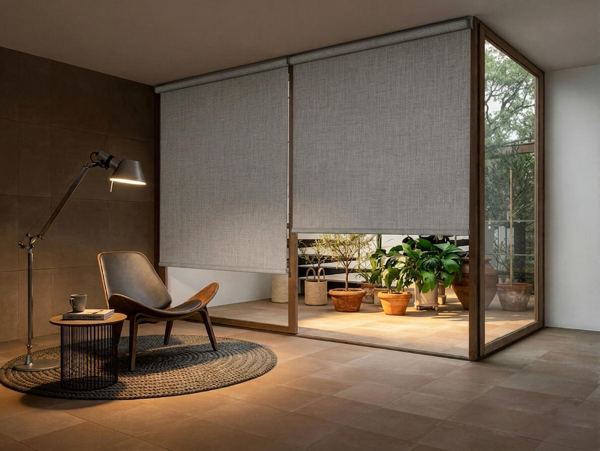 Estor enrollable opaco térmico cascais de 105x250 poliéster liso gris con cadena