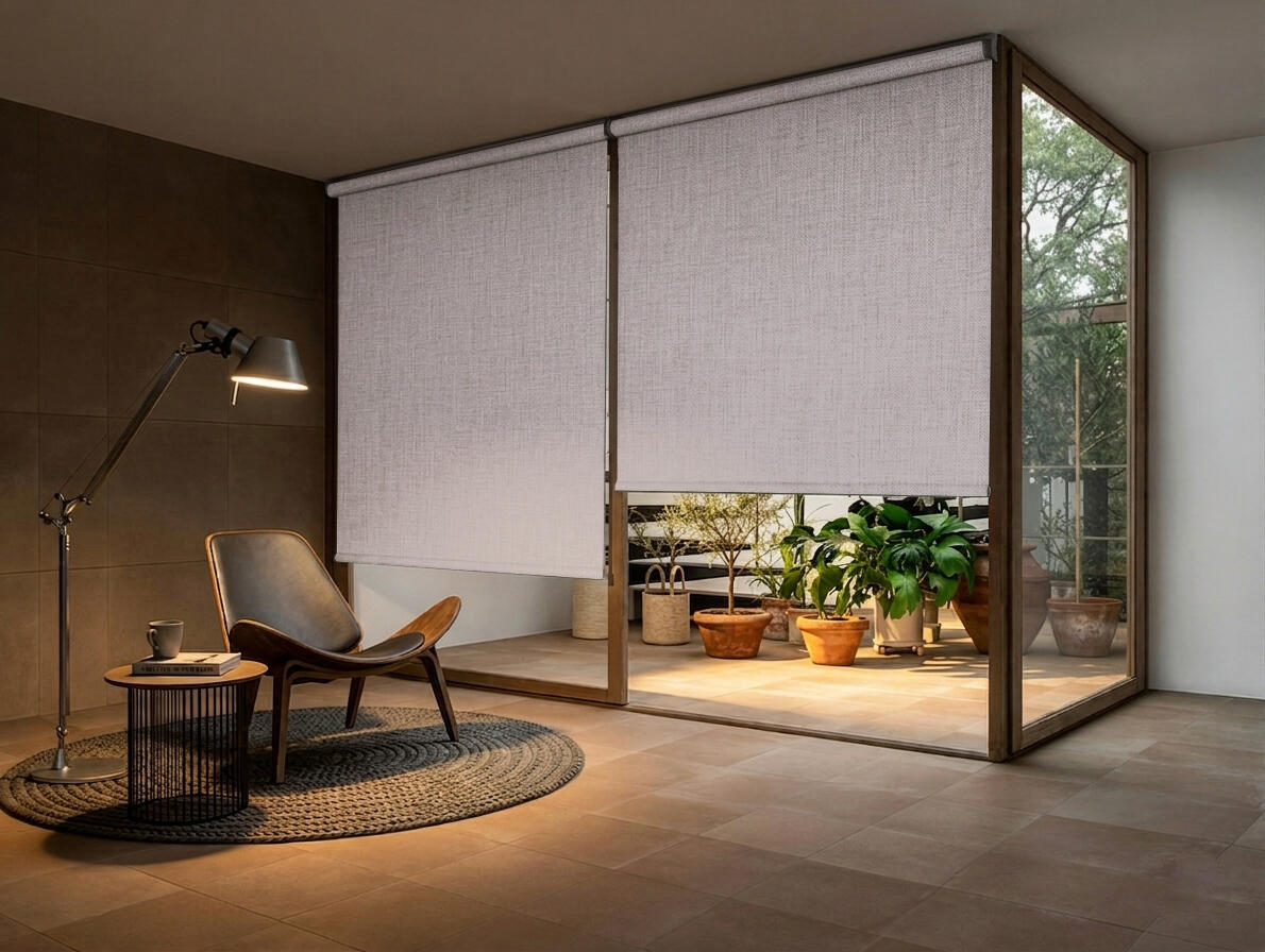 Estor enrollable opaco térmico cascais de 75x250 poliéster liso plata con cadena