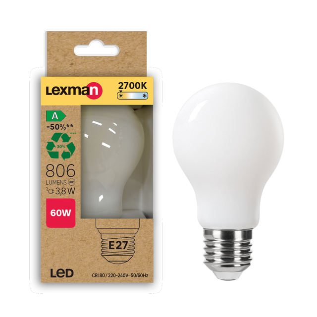 Żarówka LED E27 3.8 W 806 lm Ciepła Biel Lexman Klasa A